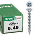 Produktbild: SPAX Universalschraube, 5,0 x 45 mm, 200 Stück, Kreuzschlitz Z2, Senkkopf, Vollgewinde, 4CUT, WIROX A3J, 1081010500453