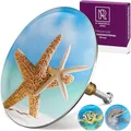 Produktbild: M. ROSENFELD HOME Badewannenstöpsel mit Motiv Seestern - Sea Star - Stöpsel Badewanne 72mm Universal Badewannenstöpsel aus Messing mit Doppel Dichtung