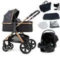 Produktbild: Pixini 3in1 Kinderwagen Set Arizona mit Babyschale (schwarz/gold)