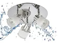 Produktbild: Trango 1006-38R 3-flammig IP44 LED Badleuchte *RONNY* Bad Deckenleuchte mit Glaslampenschirm in Chrom-Optik Rondell, Deckenstrahler inkl. 3x 5 Watt GU10 LED Leuchtmittel, Spots schwenkbar & drehbar