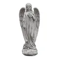 Produktbild: gartendekoparadies.de Engel mit Flügeln für Grab, Steinfigur H. 57 cm, 13 kg, Grau, frostsicher aus Steinguss für Außenbereich