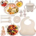 Produktbild: 10-teilig Silikon Baby Geschirrset, Rutschfest Kindergeschirr Set mit Saugnap...