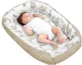 Produktbild: Medi Partners Babynest Nestchen für Neugeborene - 100x60x15 Babynestchen Baby zweiseitg Nest Bett 100% Baumwolle Waffel Kuschelnest tragbar (‎Safari mit beige Waffel)