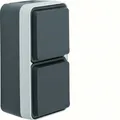 Produktbild: Berker 2fach Steckdose senkrecht lichtgrau Aufputz IP 55 Serie W1 Typ 47703525