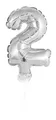 Produktbild: Idena 38237 - Folienballon Zahl mit Stab, Größe ca. 8 x 13 cm, Silber, ungefüllt, für Luft geeignet, Zahlenballon, Lebensjahr, Jubiläum, Geburtstag, Geschenk, Dekoration, Party