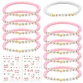 Produktbild: YUNYAKARSA JGA Accessoires Frauen für Junggesellenabschied Frauen, 12 Stück Team Bride Armbänder + 2 Stück Aufkleber, Team Braut Armbänder für JGA Deko Bride to Be Deko(Rosa)
