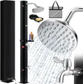Produktbild: KESSER® Solardusche 40- 60 Liter Solar Gartendusche | warmes Wasser | max. 60°C | Inkl. Metall-Duschablage & Schutzhaube | Pooldusche Camping| Regenduschkopf und Wasserhahn Gartenschlauch-Anschluss