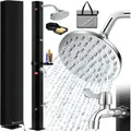 Produktbild: Solardusche 40- 60 Liter Solar Gartendusche warmes Wasser max. 60°C Inkl. Metall-Duschablage & Schutzhaube Pooldusche Camping Regendusche Schwarz /