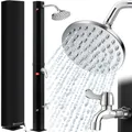 Produktbild: KESSER® Solardusche 40- 60 Liter Solar Gartendusche warmes Wasser max. 60°C Inkl. Metall-Duschablage & Schutzhaube Pooldusche Camping Regenduschkopf und Wasserhahn Gartenschlauch-Anschluss
