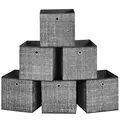 Produktbild: SONGMICS Aufbewahrungsbox, 6er Set, Ordnungsboxen aus Vliesstoff mit Griff, Boxen Aufbewahrung, 30 x 30 x 30 cm, Organizer Box, für Würfelregal, Faltbox, Kleideraufbewahrung, schwarz meliert RFB006B01