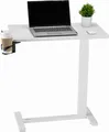 Produktbild: VEVOR Nachttisch, mobiler Beistelltisch, höhenverstellbar, Laptoptisch mit Getränkehalter, tragbarer Nachttisch für Büro, Arbeitszimmer, Zuhause, Weiß