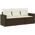 Produktbild: vidaXL 3-tlg. Garten-Sofagarnitur mit Kissen Braun Poly Rattan