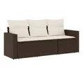 Produktbild: vidaXL Gartenlounge-Set 3-tlg. Garten-Sofagarnitur mit Kissen Braun Poly Rattan, (1-tlg)