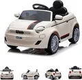 Produktbild: Chipolino Kinder Elektroauto Fiat 500 Fernbedienung, Sicherheitsgurt, MP3, USB weiss