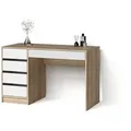Produktbild: Livinity® Schminktisch, Weiß, Sonoma Eiche, Holzwerkstoff, 5 Fächer, 5 Schubladen, Rechteckig, 120x75x55 cm, Wohnzimmer, Wohnzimmertische, Konsolentische