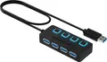 Produktbild: SABRENT USB Hub 4 Port 3.2 Gen 1 Splitter mit Schaltern 5Gbps LED Schwarz