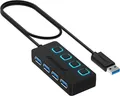 Produktbild: externer USB 3.0 HUB 4 Port + Buttons