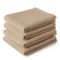 Produktbild: Encasa XO Küchenhandtücher und Waschlappen aus Baumwolle | Beige | Waffel und Flachgewebe-Geschirrtuch | Geschirrtuch-Set | 70x45 cm, Wiederverwendbar und schnell trocknend 4er-Set