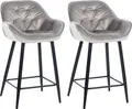 Produktbild: CLP 2er Set Barhocker Gibson Tresenstuhl gepolstert mit Fußstütze,grau Samt
