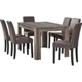 Produktbild: [en.casa] Esstisch Eiche antik mit 6 Stühlen braun Kunstleder gepolstert 140x90 Essgruppe Esszimmer - Braun