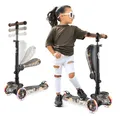 Produktbild: 3-Rad-Roller für Kinder - Steh- und Kreuzfahrt-Kinderspielzeug Tretroller mit Verstellbarer Höhe, Rutschfester Plattform, Blinkenden Radlichtern, für Jungen/Mädchen im Alter von 2-12 Jahren - Hurtle