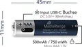 Produktbild: Mediarange 4 Akku AAA mit USB-C Anschluss Li-Ion Micro 1.5V 500mAh Ladekabel Akkupacks