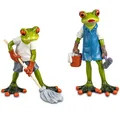 Produktbild: 2er Set Dekofiguren Frösche Hausputz Raumpfleger H. 15cm Formano Froschhausen