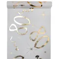 Produktbild: (1,79 €/m) Tischläufer Tischband 80. Geburtstag Vlies 30 cm x 5 m - weiß / gold
