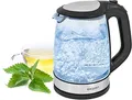 Produktbild: Exquisit Glas Wasserkocher WK 3501 swg | Elektrischer Wasserkocher 2 Liter | 2200 Watt | Innenbeleuchtung | Abschaltautomatik | Überhitzungs-und Trockenlaufschutz