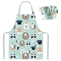 Produktbild: Pipoobear Kinderschürze Kochmütze für 3-6 Jahre Junge Mädche, Verstellbar Schürze Kinder mit Taschen Baumwolle Kinderschürzen für Küche Kochen Backen Malerei Grillen Garten Geschenk Party (Blau)