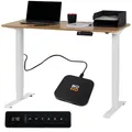 Produktbild: boho office® Elektrisch höhenverstellbarer Schreibtisch - 4 Speicher, inkl. Wireless Charger und FSC-zertifizierter Tischplatte mit abgerundeten Ecken, UDESK Eiche/Weiß