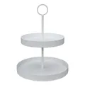 Produktbild: Etagere LENJA weiß aus Metall H31,5cm modernes Design 2-stöckig Metalletagere