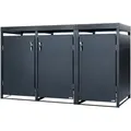 Produktbild: Zelsius Mülltonnenbox 3er mit Pflanzdach für 3 Tonnen 120 - 240 Liter Anthrazit RAL 7016