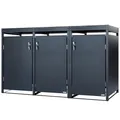 Produktbild: Zelsius Mülltonnenbox 3er mit Pflanzdach für 3 Tonnen | 120-240 Liter | Anthrazit RAL 7016 | inkl. Erweiterungsmöglichkeit | Mülltonnenhäuschen, Müllboxen, Mülltonnenbox 3 Tonnen | Sichtschutz
