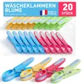 Produktbild: culiclean Wäscheklammern ohne Abdruck stabil bunt 20x Wäscheklammer blau gelb grün rosa pink, robuste Kluppen Soft Grip Clip Clothes Pegs UV beständig Klammern zum Aufhängen von Wäsche, Socken