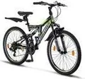 Produktbild: Chillaxx Bike Falcon Premium Mountainbike in 24 und 26 Zoll - Fahrrad für Jungen, Mädchen, Damen und Herren - Scheibenbremse- 21 Gang-Schaltung - Vollfederung