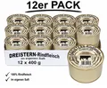 Produktbild: Dreistern Rindfleisch im eigenen Saft - 12x  400 Gramm  👉 (16,25 €/kg)