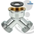 Produktbild: tecuro 2-Wege Verteiler, Gabelstück allseitig 3/4 Messing verchromt