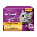 Produktbild: WHISKAS Aromatic Selection Multipack Portionsbeutel 1+ Geflügel Auswahl 4 Varietäten Huhn, Ente, Truthahn, Wild in Sauce 4x12x85g