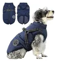 Produktbild: Savlot Hundejacke Winterweste Jacken Hundemantel Hundepullover Haustier Skifahren Kostüm Ärmellose Baumwolle Gepolsterte Weste Mit Brustgurt Gurt - Dunkelblau, 3XL