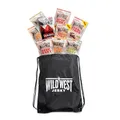 Produktbild: Wild West Beef Jerky, Mix Box 25g, 12er Pack + Sportsbag, 2x Original, 2x Honey BBQ, 2x Jalapeno, 2x Steak Strips Original, 2x Steak Strips Honey BBQ, 2x Wagyu - Beef Jerky high Protein Trockenfleisch