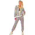 Produktbild: Funny Fashion Kostüm Regenbogen Jogginganzug Pastellfarben für Erwachsene für Damen bunt 36 / 38 | 36 / 38