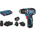 Produktbild: Akku-Bohrschrauber GSR 12V-35 FC Professional, 12Volt blau/schwarz, 2x Li-Ionen Akku 3,0Ah, mit FlexiClick Aufsätzen, L-BOXX