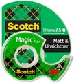 Produktbild: Scotch Magic Tape - 1 Rolle, 19 mm x 7,5 m + Handabroller – Unsichtbares Klebeband, zum Verpacken von Weihnachtsgeschenken, Beschriften von Weihnachtskarten - ein unverzichtbares Weihnachtszubehö