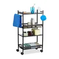 Produktbild: Relaxdays Rollregal schmal aus Metall, 4 Etagen Nischenwagen für Büro, Standregal mit Rollen HxBxT: 81x25x50 cm, Braun