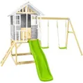 Produktbild: Zwerkules Spielhaus Valli 3 m. Rutsche u. Schaukel 352 x 370 x 277 cm Grau FSC®