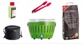 Produktbild: LotusGrill S Small Kompakt Starter-Set Limettengrün der raucharme Holzkohlegrill mit 2,5 kg Buchenholzkohle, 200 ml Brennpaste, 1x Zange (Farbe nach Vorrat), 1x Tasche. Stromversorgung USB-Powerbank