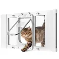 Produktbild: VEVOR Katzenklappe Katzentür Anpassbar an Fensterbreiten (686-813 mm), Wetterfeste Haustiertür mit 4 sicheren Verriegelungsmodi & Aluminiumrahmen