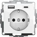 Produktbild: Gira Steckdose System 55 245903, Unterputz, 1-fach, reinweiß glänzend, mit USB-A und USB-C