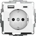 Produktbild: GIRA SCHUKO Steckdose 245903 | USB Typ A & C 2-fach | Unterputz | Safety Plus | 16A 230V | glänzend | reinweiß